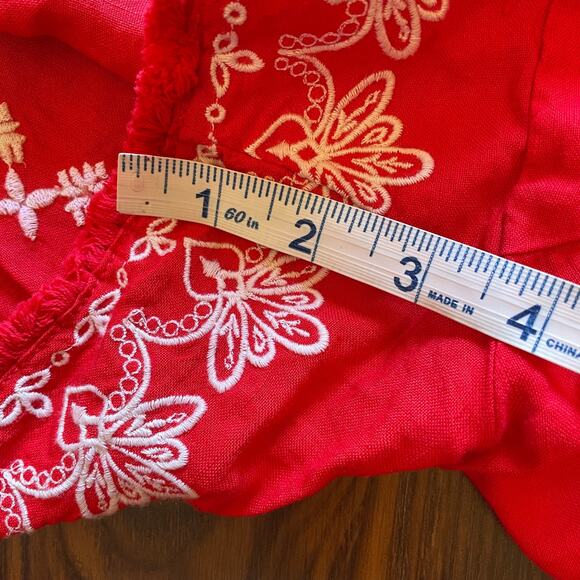 NWT Loft Linen Blend Pull On Elastic Waist Embroidered Shorts W/Tassel Ties XL - Picture 11 of 12